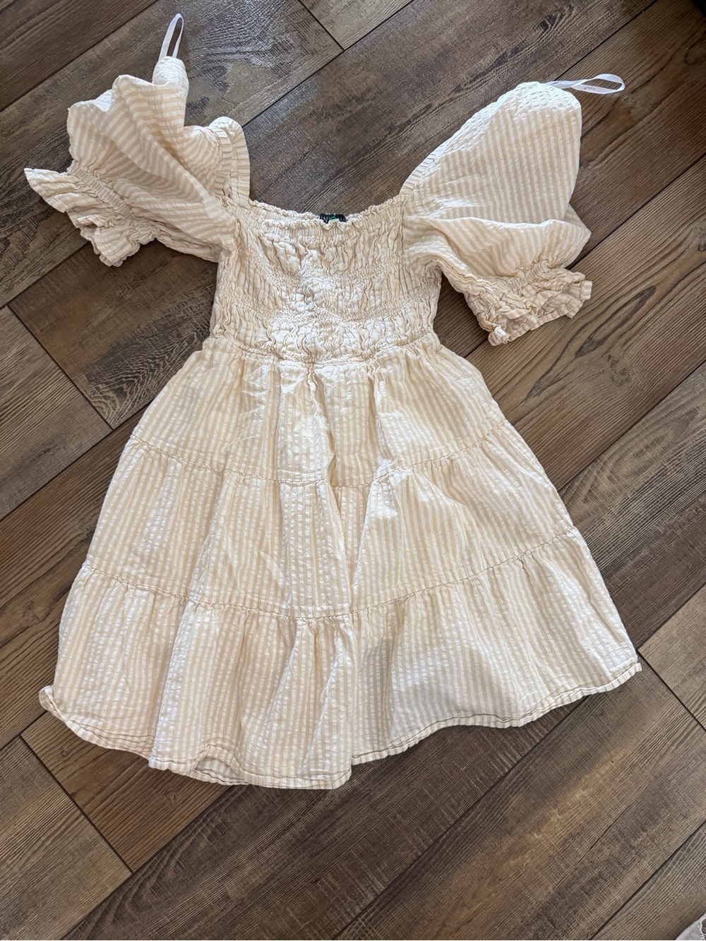MINKPINK Cream Striped Puff-Sleeve Sundress
